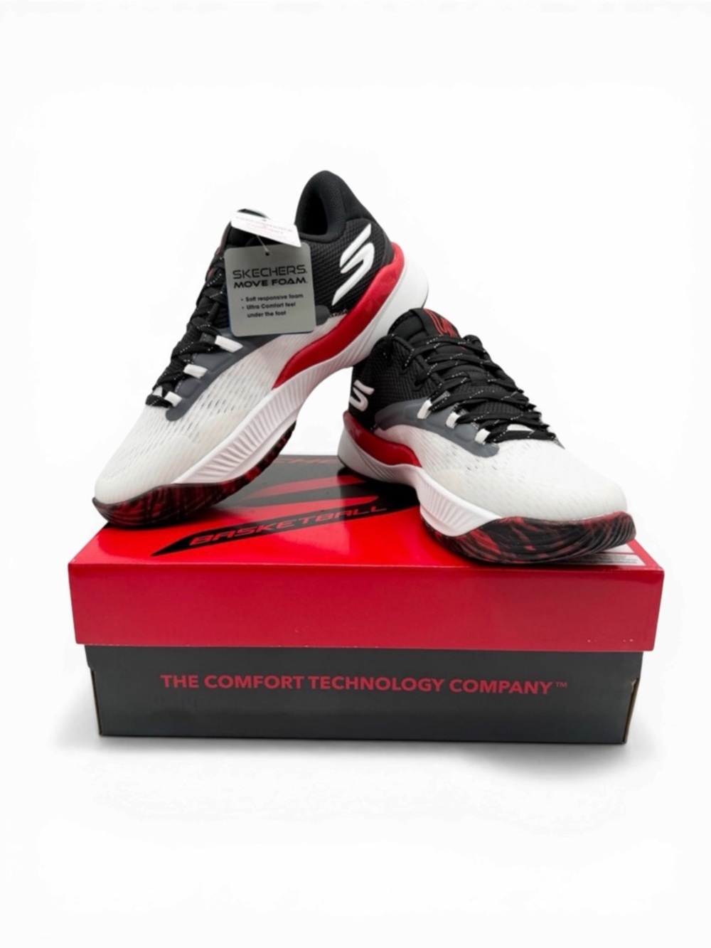 Skechers SKX Nexus Basketball Sneakers Low Top Court Shoes Black Red White 7 NEW